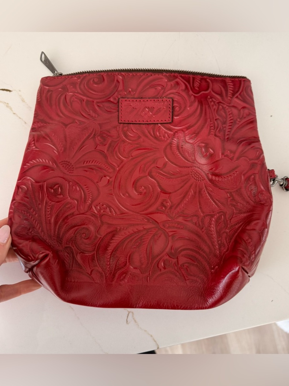 Patricia Nash Embossed Leather Wristlet in Deep Berry - Picture 4 of 5